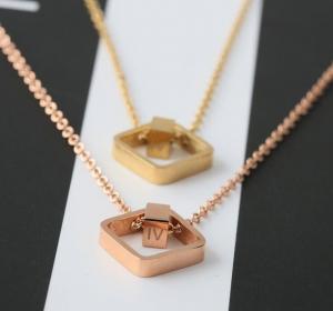 Buy cheap Square Pendant Necklace , Fashion Jewelry Double Ring Pendant, 18K Gold Necklace with China product