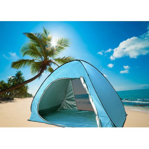 Custom Quick Open Automatic Pop Up Camping Tents 190T Silver Coated Polyester Beach Awning
