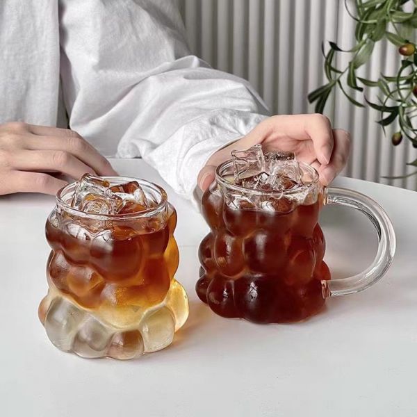 High Borosilicate Glass Cup Transparent Irregular Glass Coffee Mug For Enjoying Drinks