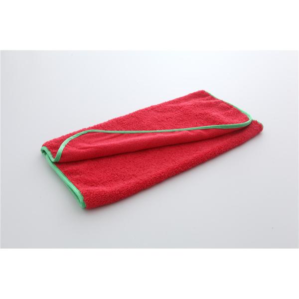 Red color 40x60cm microfiber microfibre car cleaning detailing towels/cloth with green edge