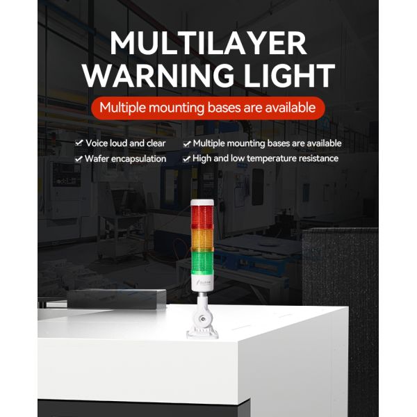 High Decibel 95dB Industrial Tower Light, IP Rated Multi-Color Status Lamp for Machine Tool Fault & Operation Alert