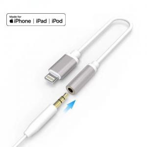 China Premium Lightning To 3.5mm Iphone Aux Adapter White TPE 3.5mm Jack on sale