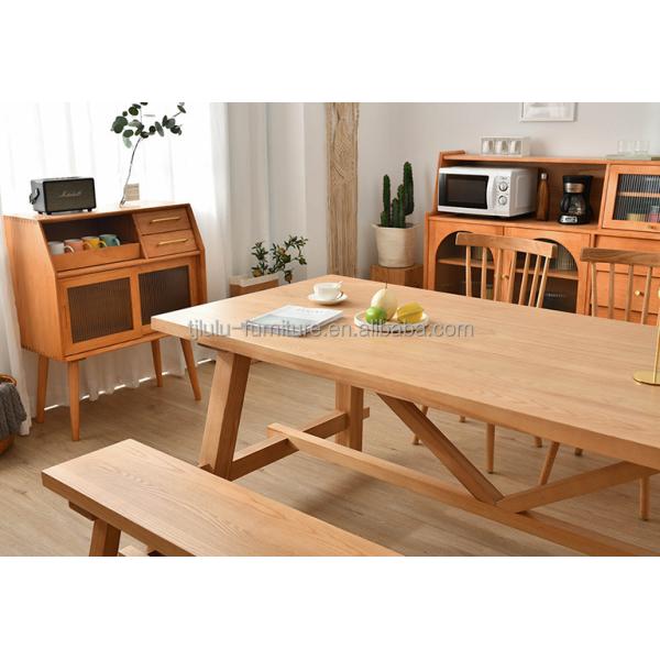 Nordic Style Rectangular Dining Table for Hotel and Restaurant Solid Wood Material Included