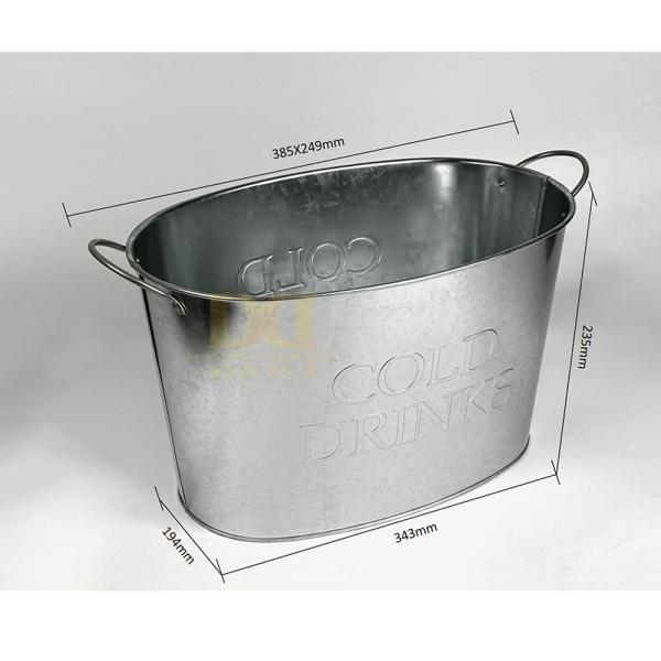 DADI Stackable Custom Tinplate Metal Ice Bucket Non Slip Base Zinc Plated Metal Drink Bucket