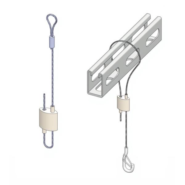 Black Steel Cable Gripper Adjustable Length Two Way Looping Cable Grippers
