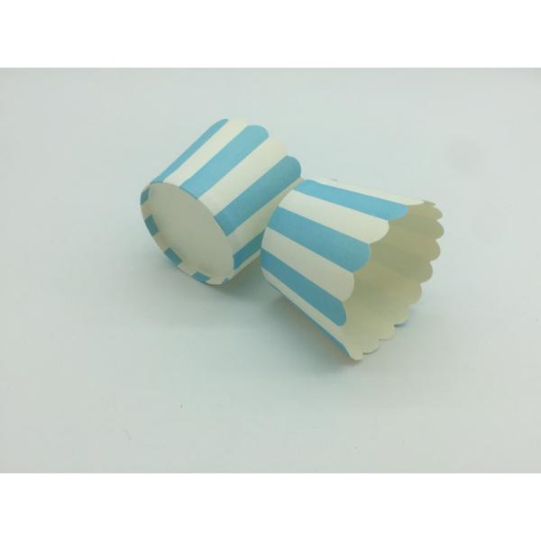 Round Muffin Baking Cups , Disposable Baking Cups Blue And White Mied Zebra Lines