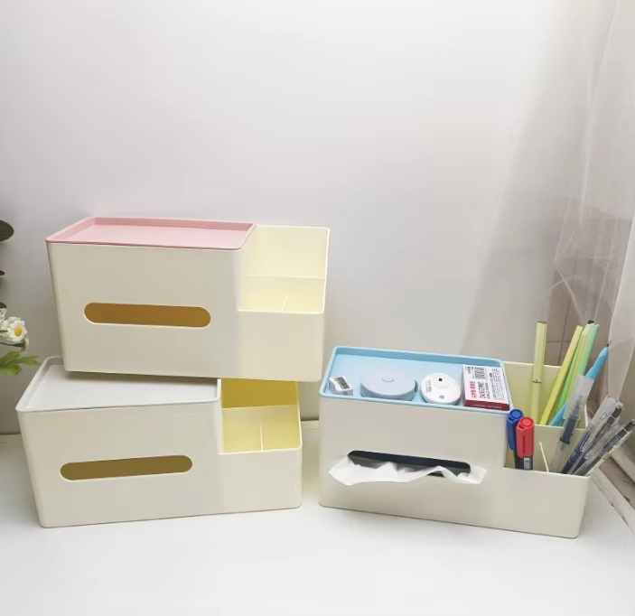 Creative multi-functional desktop storage box, children's DIY handmade stationery storage, pen holder, tissue box