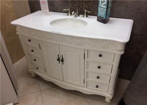 China Crystal White 22 Wide Marble Vanity Countertops With Oval Sink And Three Faucet Holes on sale