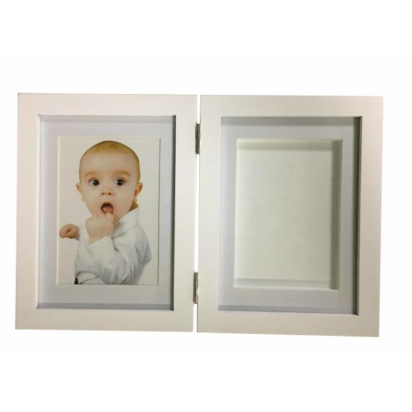 White Folded Wooden Baby Hand And Footprint Impression Kit For Newborn