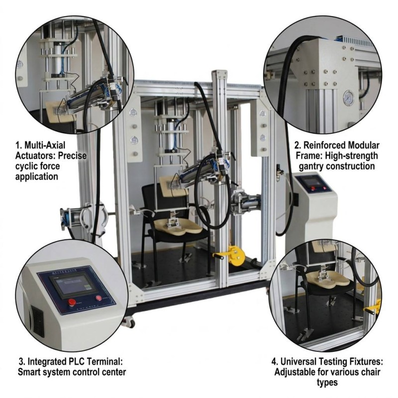 Automatic Office Chair Mechanical Comprehensive Tester Supporting Static Strength and Cyclic Test