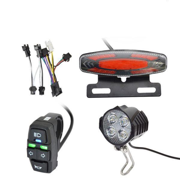 Electric Bike Tail Light Kit Five Star Horn Headlight Steering Switch Ebike Conversion Kit Black