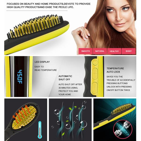PTC Heater Hair Straightener Brush Comb 248F-450F Ceramic Coating Plate