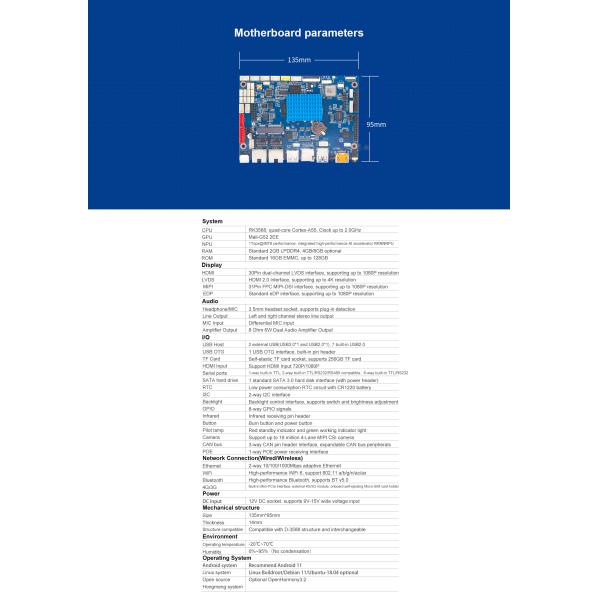 D-3568 Edge Smart Motherboard ARM quad-core A55 Optional OpenHarmony3.2