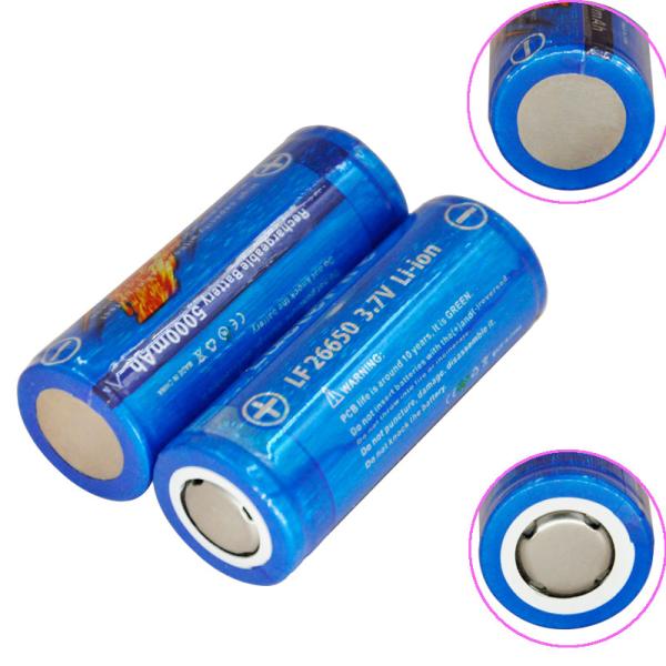 Lustefire 26650 5000mAh 3.7V Rechargeable Lithium Ion Battery , flashlight li-ion charge batteries