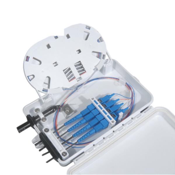 4Port Fiber Optic Terminal Box SC Simplex SM Cables White Waterproof IP-66