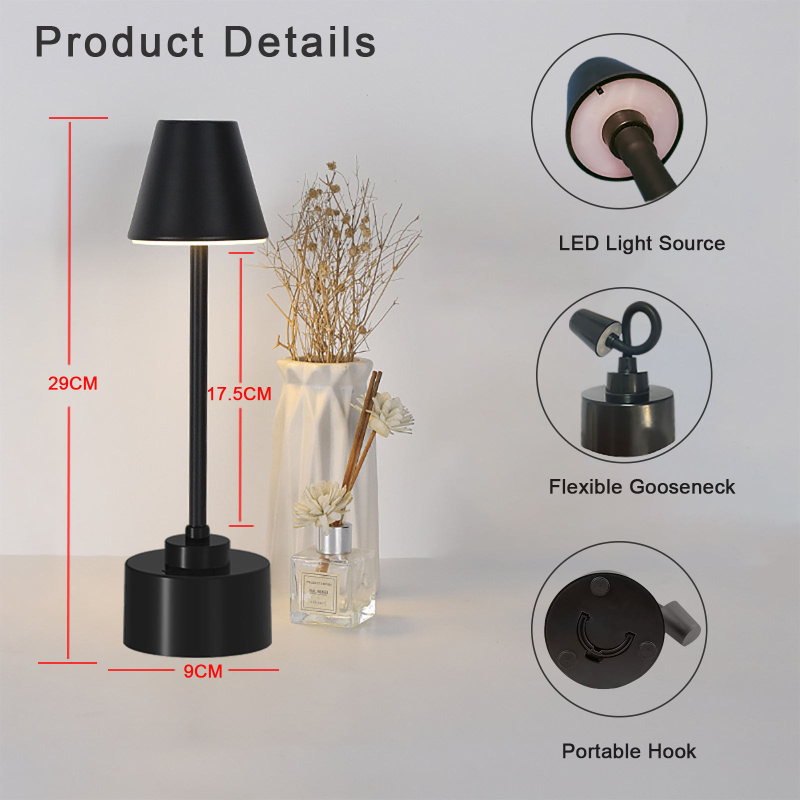 Modern LED Light Table Lamp Outdoor Indoor Rechargeable Cordless Simple Sleek Design