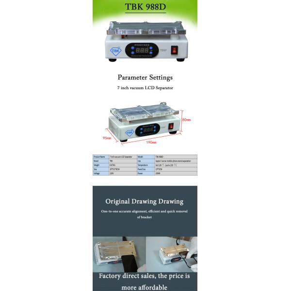 TBK-988D lcd frame heating separate machine for iPhone XR/XS MAX/XS/X without mold Frame removing machine phone repair u