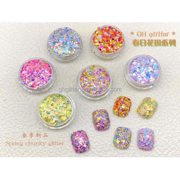 Spring Rainbow Christmas Glitter Mix Powder Hexagonal Body Holiday Decoration