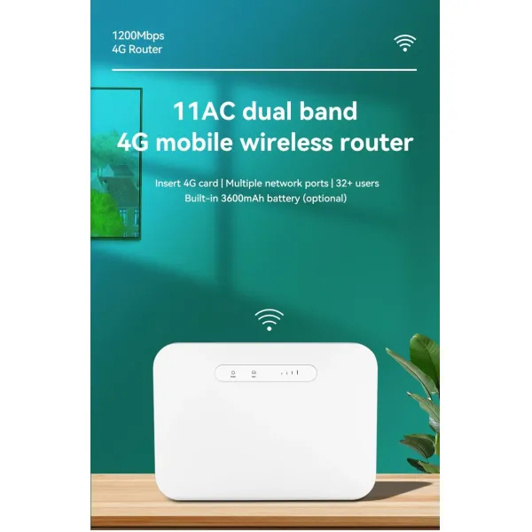 11AC LTE Cellular Router Cat4 4G Router Dual Band 1200Mbps 32+ Users