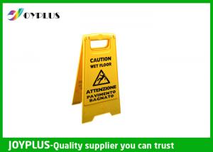 China Yellow Plastic Caution Sign Board / Portable Sign Stands Eco Friendly 62x30cm on sale