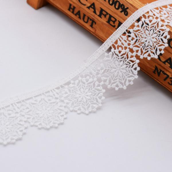 KJ20061 3.2cm Snowflakes Embroidery Lace Trim