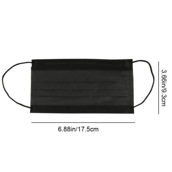 All black disposable face mask with 3 layers hood with elastic ear hook 3 layer face mask