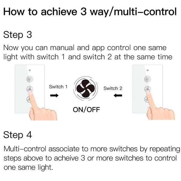 Timing Function Smart Switch For Fan Voice Control Wifi Ceiling Fan switch
