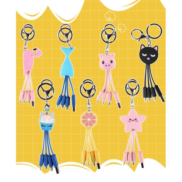 Customized PVC 4 in 1 USB Cable with Keyring