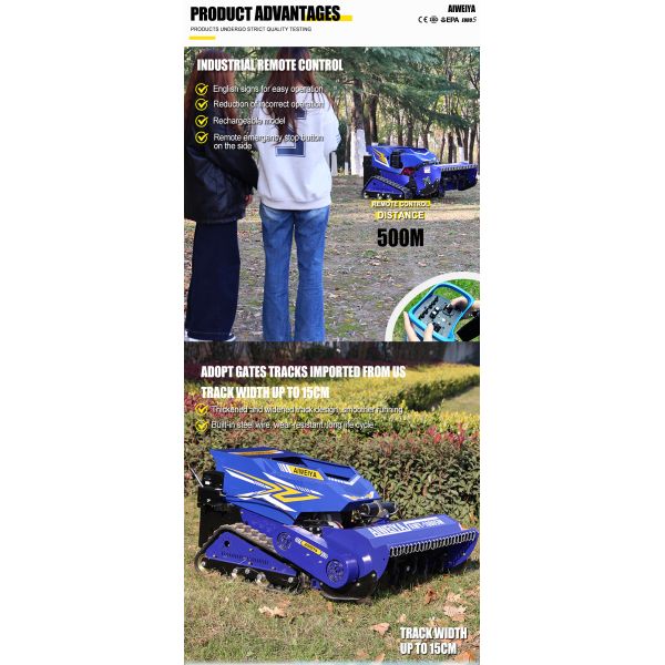 Self Propelled Cordless Remote-controlled DIY Lawn Mower Designed for Climbing 55 Slopes Rotary Blade Complex Terrains
