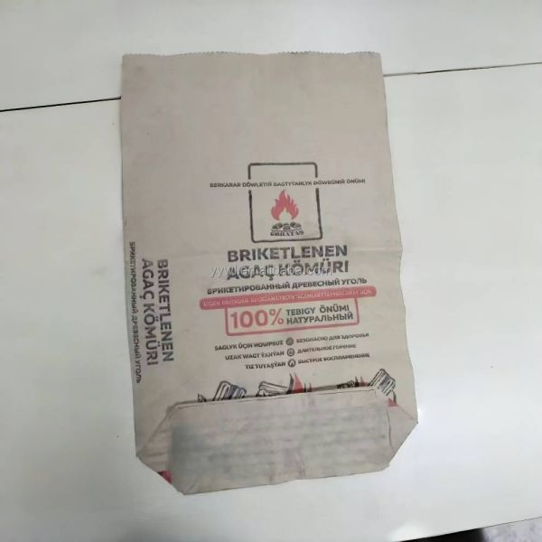 2 Layer 80GSM Moisture Proof Kraft Paper Bag Customizable for Cement and Charcoal Packaging