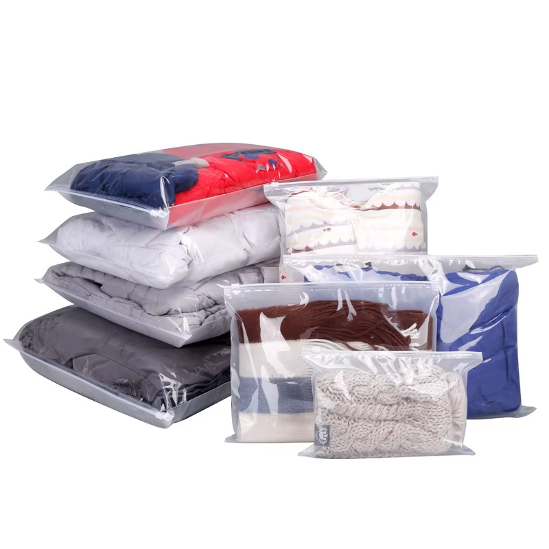 Wholesale Custom Moisture-Proof PE Plastic Bags with Transparent Matte Zipper for Shoes Clothes Towels Socks Storage