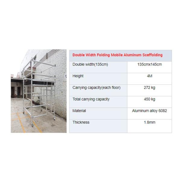 Mobile Aluminium Scaffold Tower Folding Scaffolding Tower With 4M Scaffolding Height