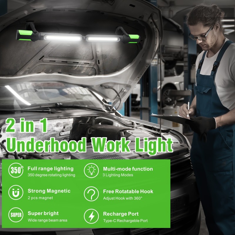 Cross-border New Multi-function Work Lamp COB Charging Repair Lamp Portable Rotating Folding Magnetic High-bright Work Lamp