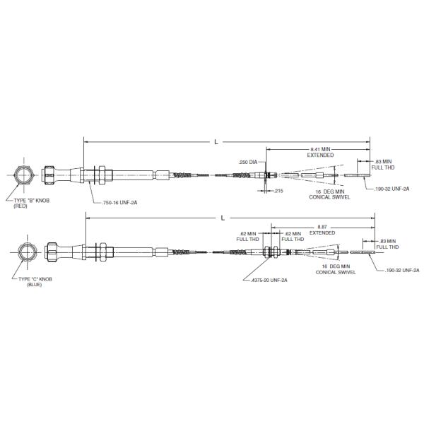Threaded Mount Head Gear Shift Control Cable Head Prop / Pitch 565 - 550 Series