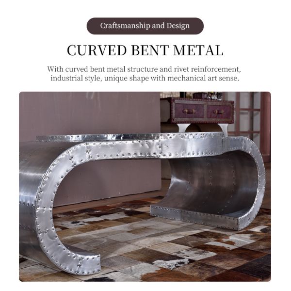 Nidea #8645 Guangdong Nidea Coffee Table Original Industrial Style Flat Table Personalized Aluminum Rivet Metal Watch-Shaped Design