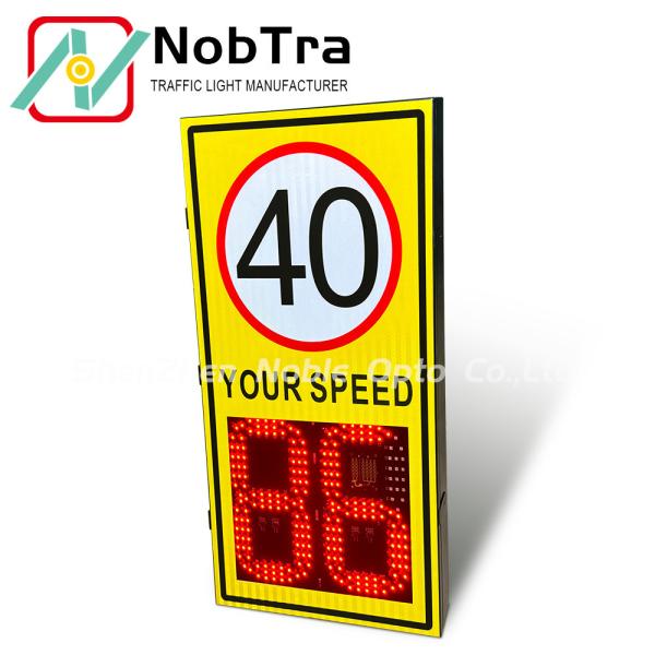 40C To 70C 2 digits Solar Powered Radar Speed Feedback Sign Featuring Solar 12V Or AC 220V Power Source For Road Safety