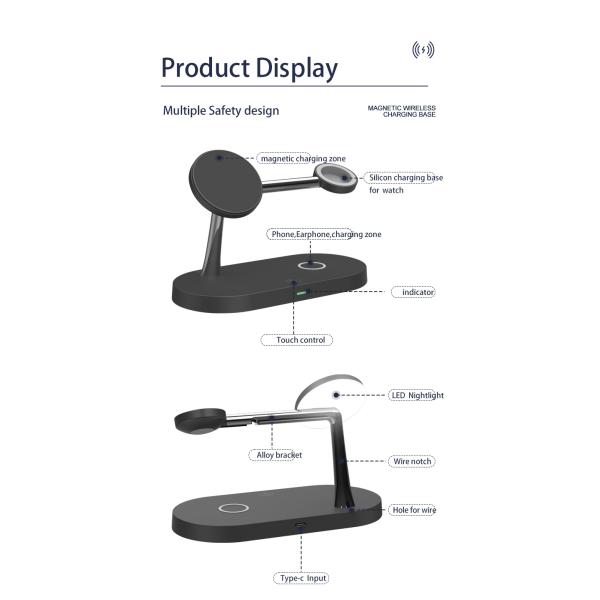 15 Watt Fast Night Light Charger Desktop Charging Station For IPhone IWatch