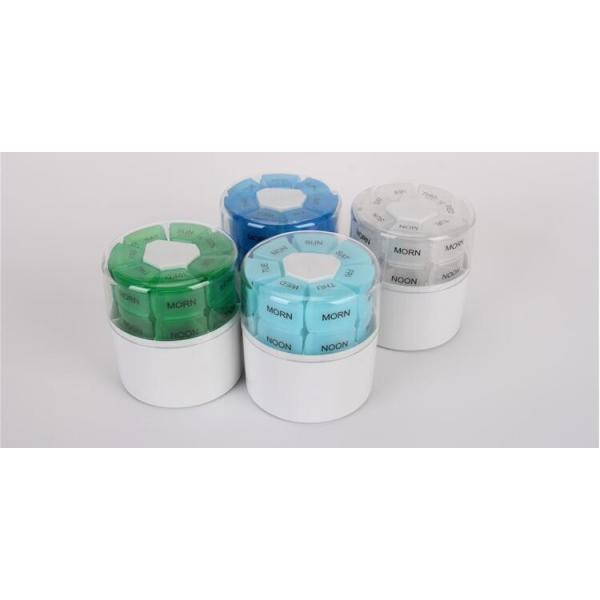 28 compartment column shape plastic pill storage box with pill crush box, Conventional eco-friendly 4 grids plastic trav