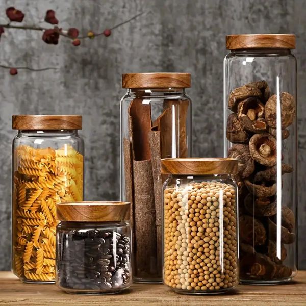 Nordic Design Square Borosilicate Glass Jar With Flip Top Lids Moisture Proof Customized
