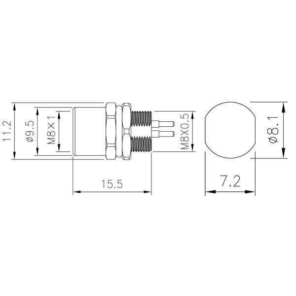 Female M8 Connector Panel Rear Mounting IEC 61076-2-104 PCB M8 X 0.5