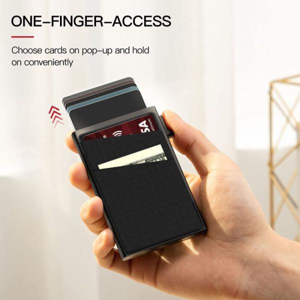 Fashion Style Auto Pop up Minimalist Business RFID Blocking Credit Card Holder Wallet with Money Pocket