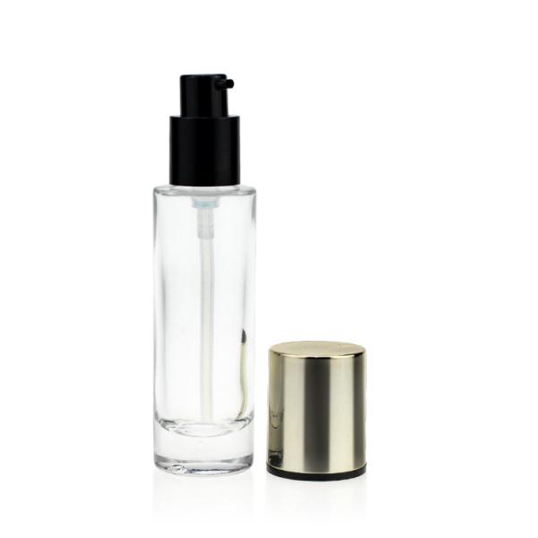 Quality 30ml Clear Liquid Foundation Glass Pump Bottle Cosmetic Packaging for sale