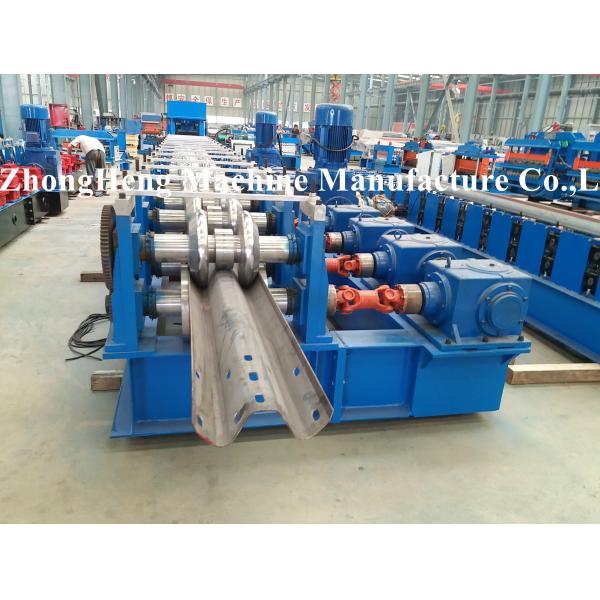 Thickness 2.5 - 2.8mm Three Waves Guardrail Forming Machinery With Gearbox Drive