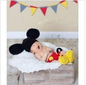 Buy cheap Black Yellow Mickey Mouse Baby Costume Crochet Beanie Shorts Shoes Animal Hat Cap Photo product