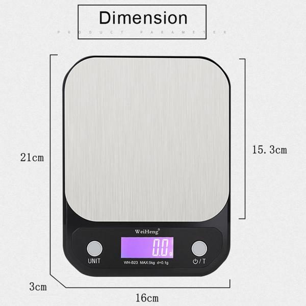 Maximum Weight Recommendation 10 kg Polygon WeiHeng WH-B23 Digital Food Scales 0.1g Stainless Steel
