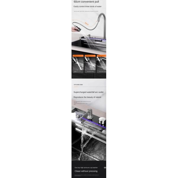 Embossed SS Utility Sink Nano Black Anti Scratch Gunmetal Kitchen Sink Multifunctional