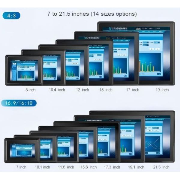 7-21.5 Inch Industrial Touch Display with Wide Temperature Range Pressure-Resistant Multi-Touch Embedded Monitor