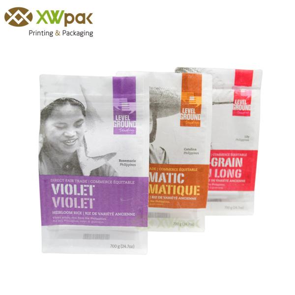 Custom Resealable Rice Paper Bags Stand Up Food Packaging With Zipper