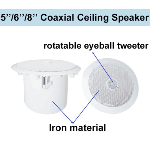 ODM Ceiling Speaker 100V/70V 5 Inch Coaxial Speaker With Rotatable Eyeball Tweeter