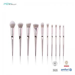 China Plastic Handle Cosmetic 10pcs Face Makeup Brush Set Private Label on sale